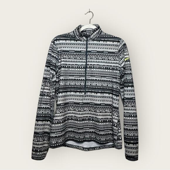 EUC | Nike | Striped 1/2 Zip Mock Neck | Gray | Large - Picture 1 of 11